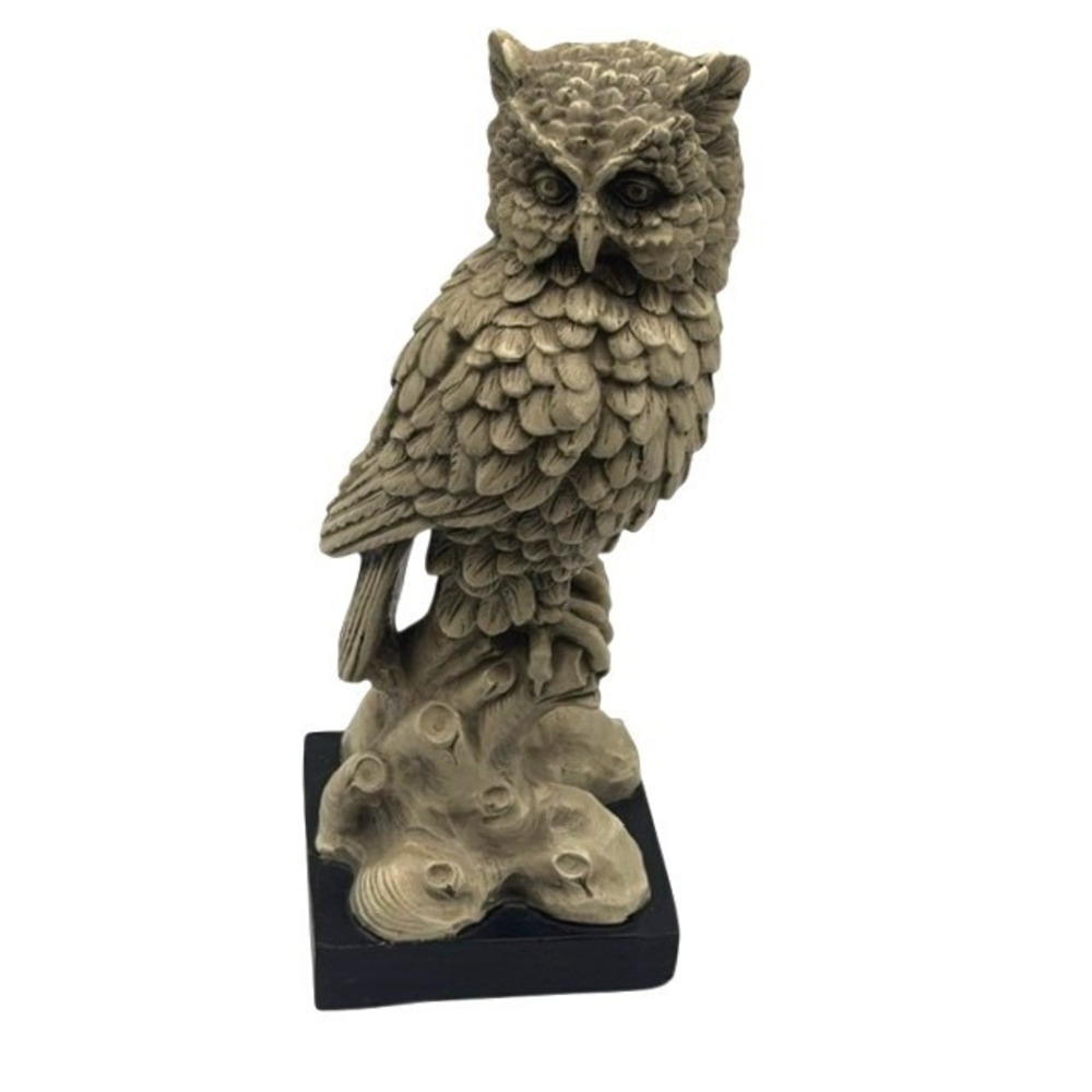 Vintage 1968 Marwal ChalkwareOwl Figurine Great Horned 14.5 Inch Statue